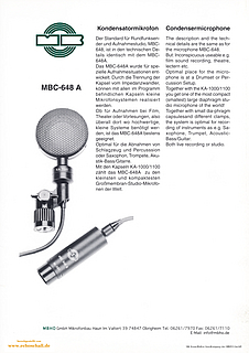 MBHO Prospekt MBC648a Mikrofonverstärker 1994 deutsch english