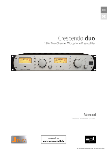 SPL Manual Crescendo Duo Mic Preamp deutsch english