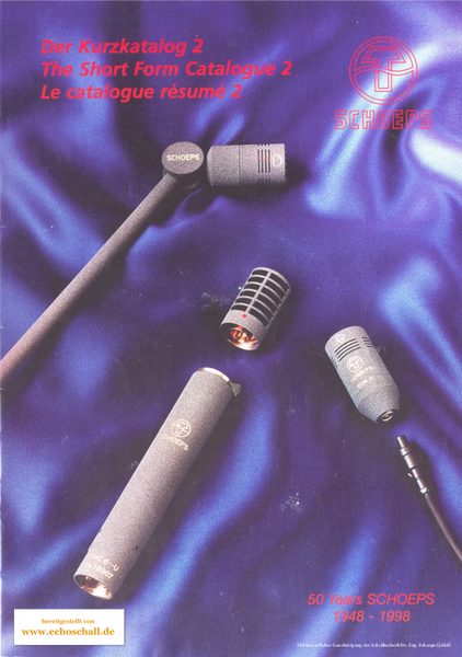 Schoeps Short Form Catalogue 2 1998 deutsch english français