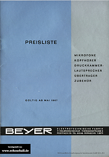 Beyer Preisliste 1967 deutsch