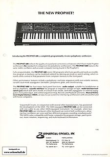Sequential Circuits Brochure Prophet-600 Synthesizer 1983 english