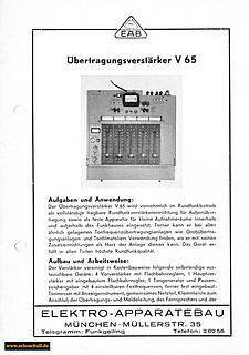 EAB Prospekt V65 Röhrenmischpult deutsch