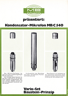 Mikrofonbau MB Elektronik Prospekt MBC540 Kondensatormikrofon deutsch