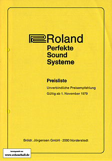Roland Preisliste Perfekte Sound-Systeme Jörgensen 1979 deutsch