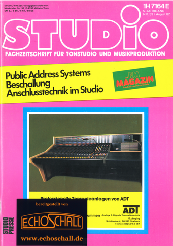 [Translate to Englisch:] Studio Magazin Heft 53 Atlantis Studio-Anschlusstechnik im Studio-Beschallung