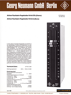 Neumann Prospekt W444STA W444A Aktive Pegelsteller 1980 deutsch