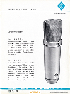 Neumann Prospekt M269c Mikrofon 1966 deutsch