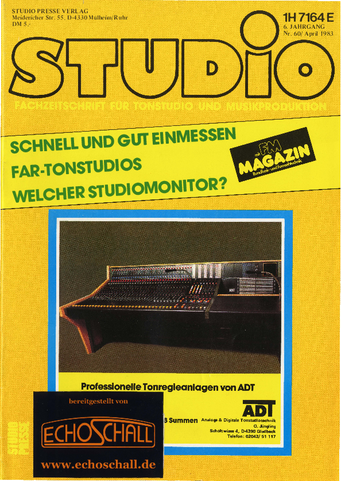 [Translate to Englisch:] Studio Magazin Heft 60-Frank Farian-Far_Tonstudios-digitale Mehrspuraufzeichnung