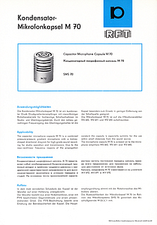 RFT Mikrofontechnik Gefell Prospekt M70 Kapsel 1980 deutsch english