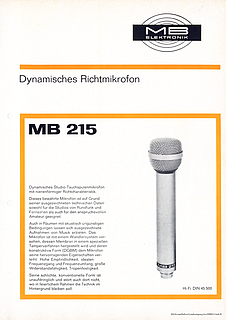 Mikrofonbau MB Elektronik Prospekt MB215 Tauchspulenmikrofon deutsch