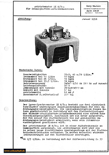 Neumann Prospekt SM8/3-A Antriebsmotor 1958 deutsch