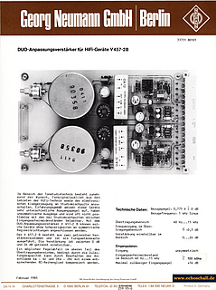 Neumann Prospekt V457-2B HiFi-Anpassmodul 1985 deutsch