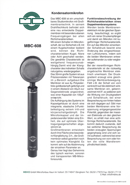 MBHO Prospekt MBC680 Mikrofonverstärker 1994 deutsch english