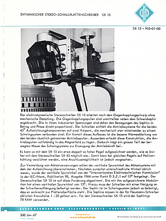 Neumann Prospekt SX15 Stereo-Schallplattenschreiber 1967 deutsch