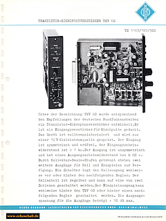 Neumann Prospekt TMV60 Mic Preamp 1963 deutsch