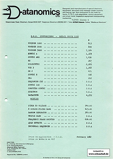 EMS Price List Datanomics 1982 english