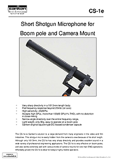 Sanken Bochure CS-1e Shotgun Microphone 2012 english