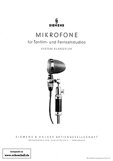 Siemens Klangfilm Prospekt Mikrofone 1953 deutsch