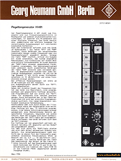 Neumann Prospekt H481 Pegeltongenerator 1984 deutsch
