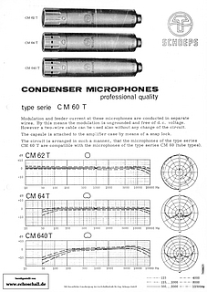 Schoeps Brochure CM62T CM64T CM640T Microphones 1974 english