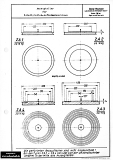 Neumann Prospekt Ansaugteller für Schallplatten-Aufnahmemaschinen deutsch