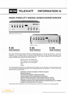 Klein + Hummel Prospekt Telewatt E30 E60 E120 Mono-Mischverstärker deutsch